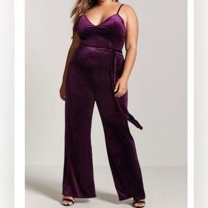F21+ Purple Velvet Jumpsuit